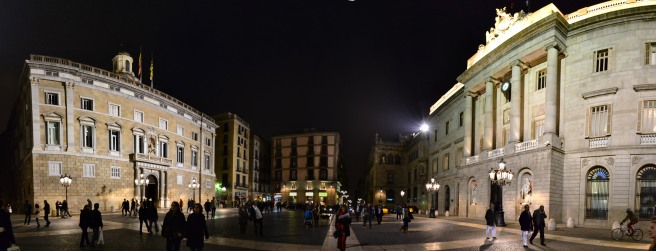 Panorama of Placa Sant Jaume in Barrio Gotic